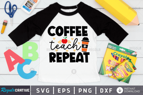 FREE Coffee Teach Repeat Svg Design: A Versatile Creative Asset for Every Project