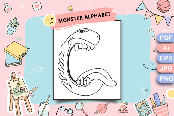 Monster Alphabet Coloring Page Letter G