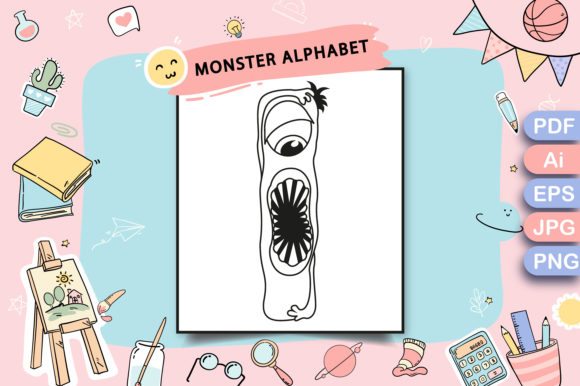 Monster Alphabet Coloring Page Letter I