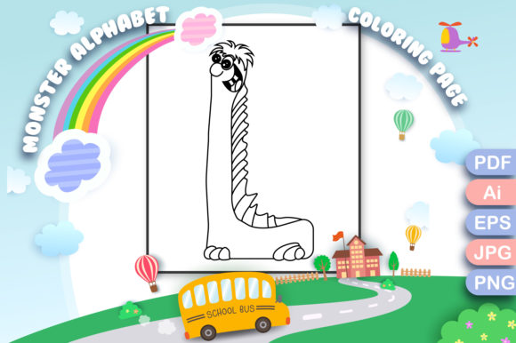 Monster Alphabet Coloring Page Letter L